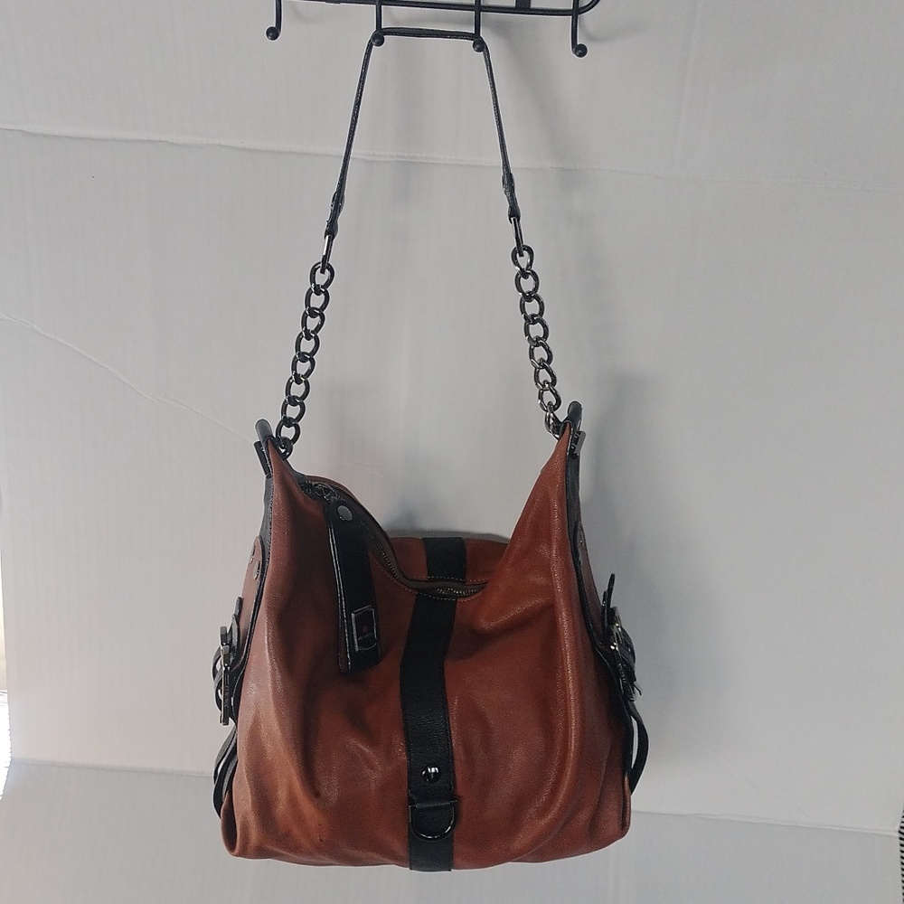 Michele Brown and black leather shoulder bag. BEAUTIFUL!